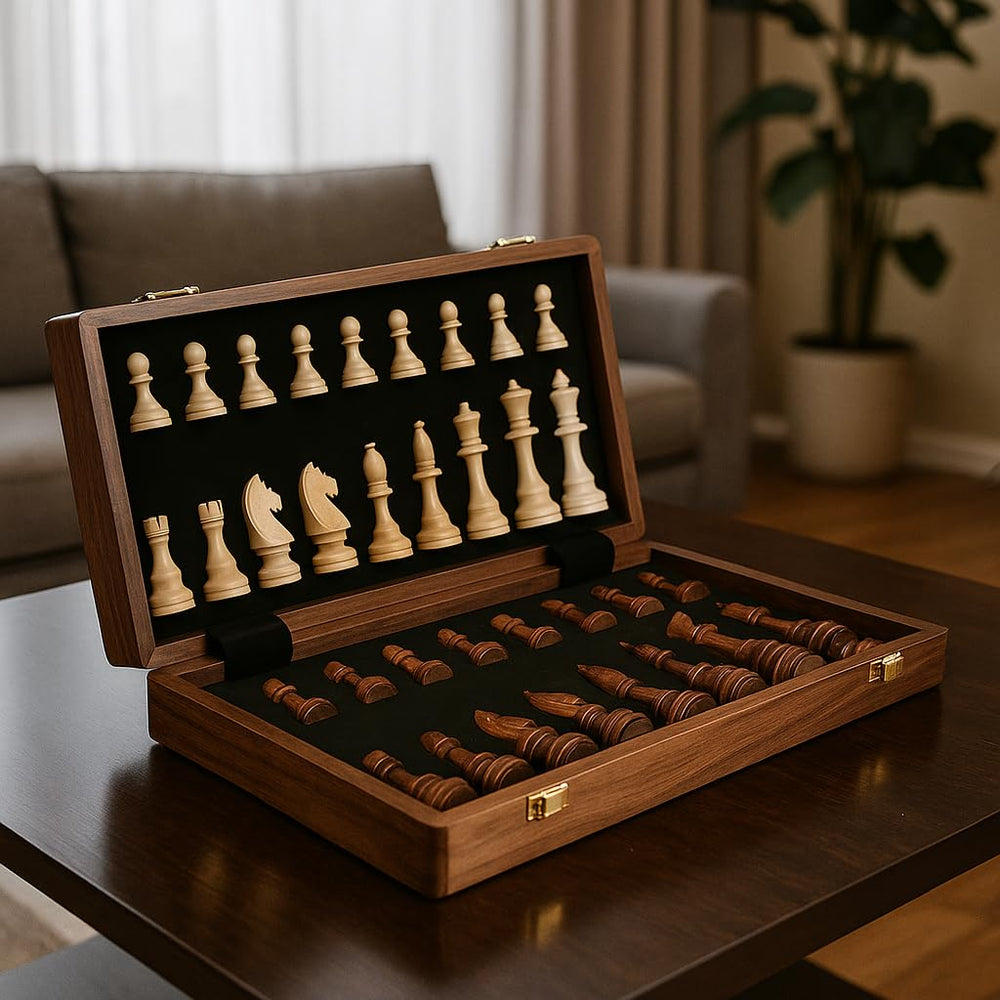LuckyWish portable chess set ready for travel and on-the-go play