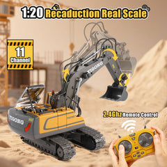 LUDILO excavator LED lights and rumbling engine sounds enhance night play