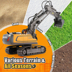 LUDILO outdoor-friendly excavator play on sand, beach, or snow