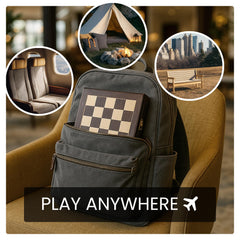 Ludoore travel-ready folding board shown in compact setup
