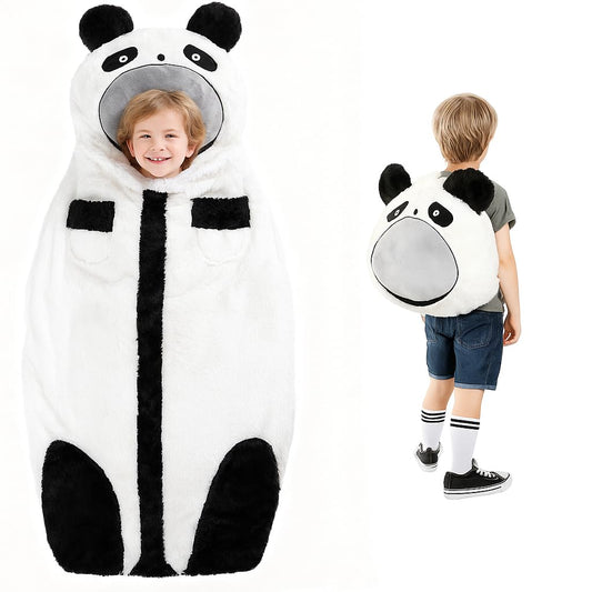 LUFEEMGA panda head sleeping bag, a cozy nap companion for travel.
