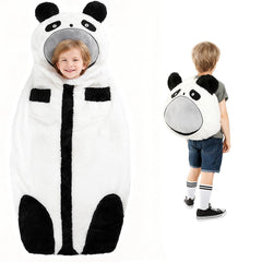 LUFEEMGA panda head sleeping bag, a cozy nap companion for travel.
