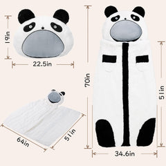 LUFEEMGA panda torso unfolded, revealing a full sleeping bag for comfy naps.