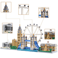 LUKHANG London Skyline Building Set on desk display, ideal for workspaces
