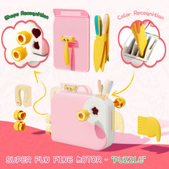 Lullulii kids cutting board wooden, portable set facilitates hands-on learning at home.