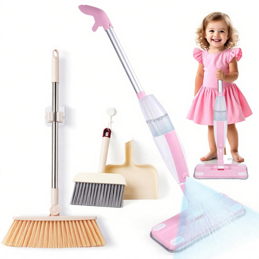 Lullulii Kids Spray Mop Pink showing a real working spray for pretend cleaning and learning.