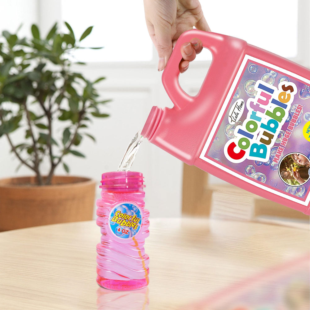 Lulu Home pink bottle with bubble toys, colorful family gathering favorite
