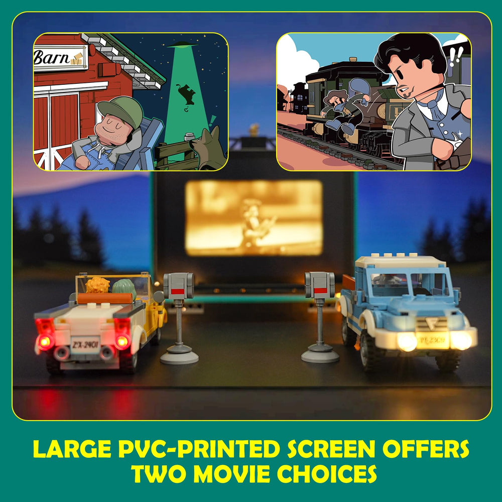 Lumibricks movie-screen displays classic drive-in visuals for display.