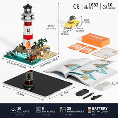 Lumibricks City Sunrise Lighthouse coastal-base anchors seaside display.