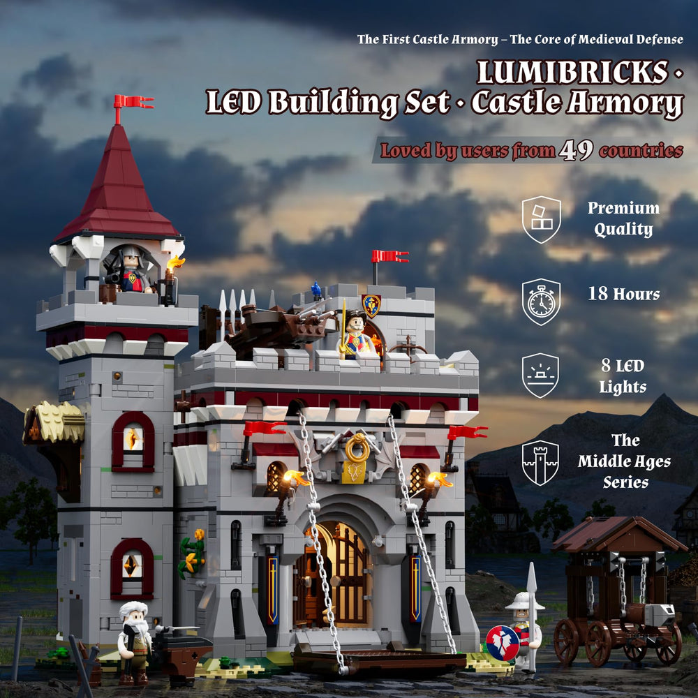 Lumibricks drawbridge mechanism highlights authentic access for storytelling.