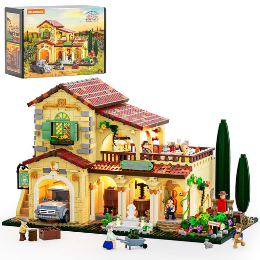 Lumibricks Farm Vineyard-Estate set showcases Mediterranean villa architecture for elegant display.