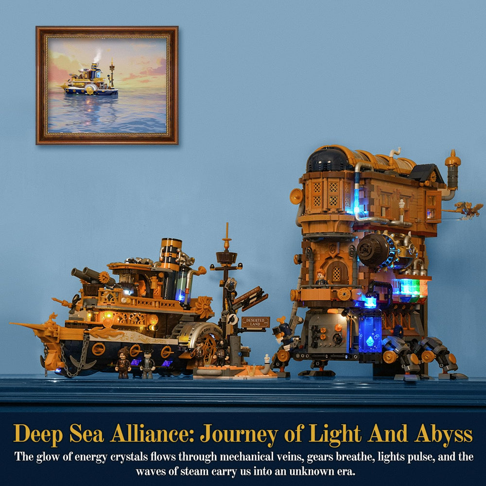 Lumibricks Steampunk Steamship minifigures enhance storytelling on the board