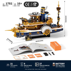 Lumibricks Steampunk Steamship weapon systems evoke action-ready defense in scenes