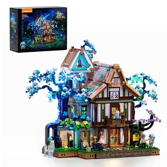 Lumibricks Sylvan-Inn treehouse structure shows intricate architecture for display shelves.
