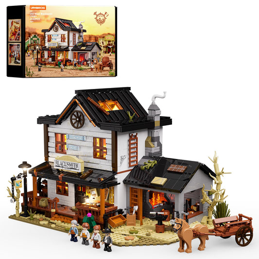 Lumibricks Wild West forge-light enhances display ambiance with a warm, flickering forge glow.