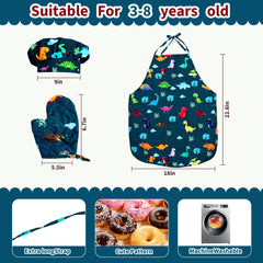 Lumiparty green dinosaur apron invites imaginative play during kitchen role-play sessions.