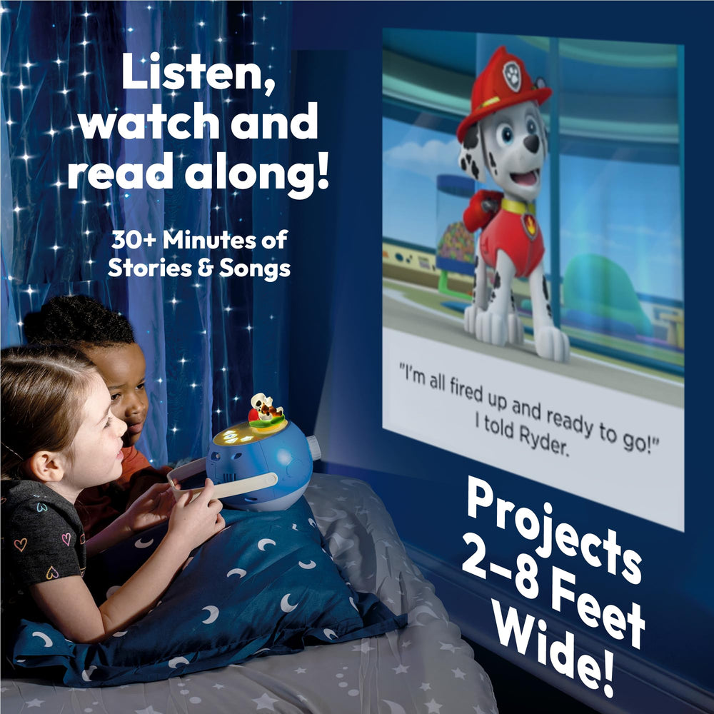 Over 750 colorful projected images spark imagination during bedtime stories.
