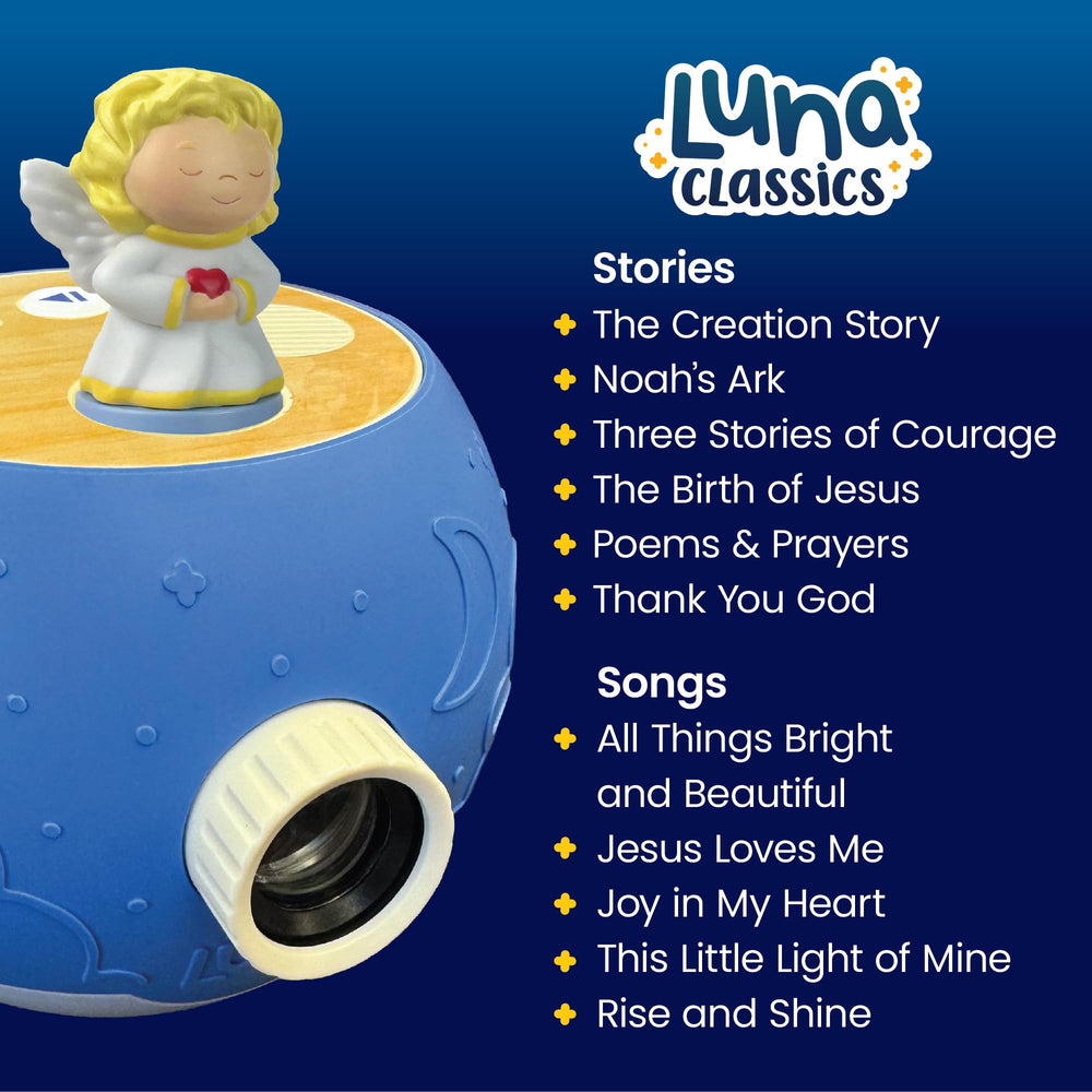 Luna Storytime Angel Figurine: Noah's Ark visuals with calming narration for family storytime.