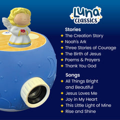 Luna Storytime Angel Figurine: Noah's Ark visuals with calming narration for family storytime.