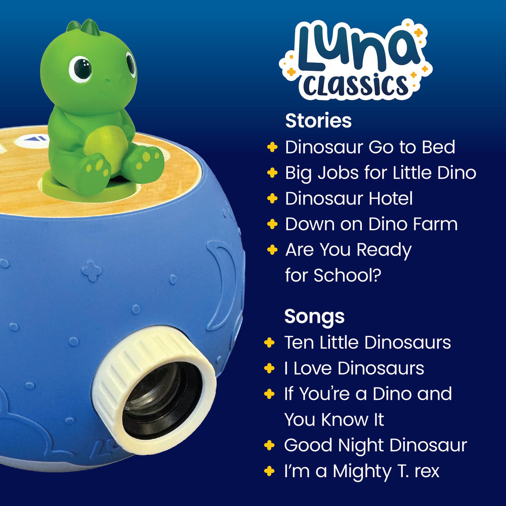 Luna Storytime Dinosaur Figurine animated scenes spark imagination during quiet time.