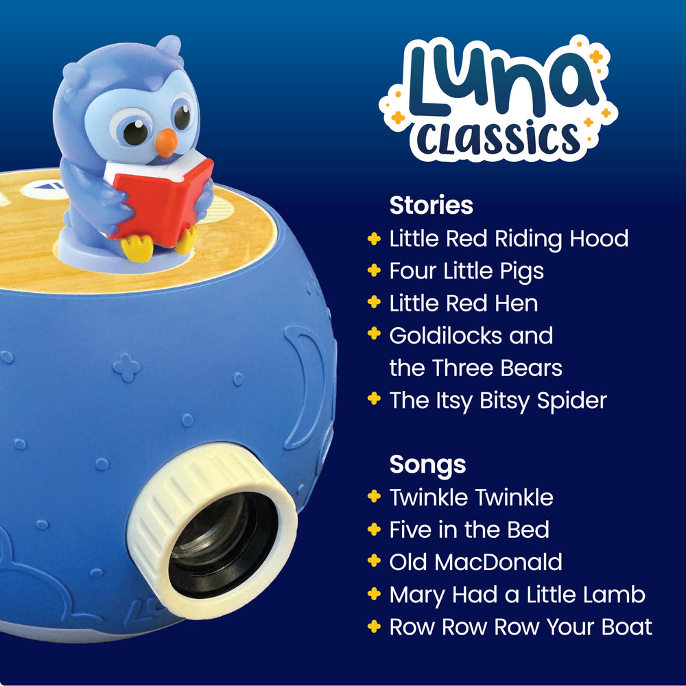 LUNA STORYTIME kid-friendly controls for simple operation.