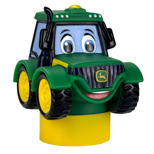 LUNA STORYTIME John Deere Tractor Figurine Cartridge on wall for interactive storytelling.