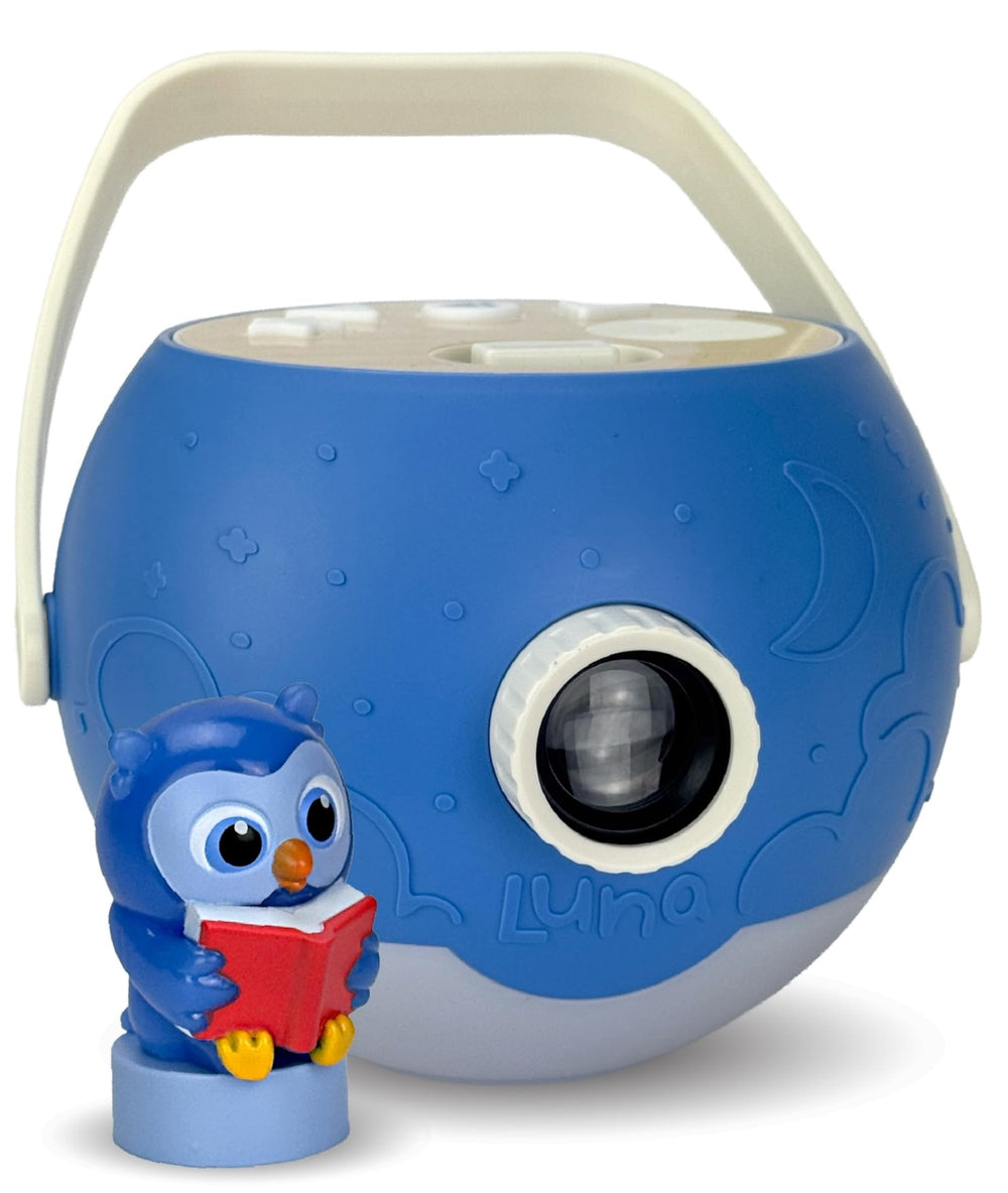 Luna Storytime Owl on top for effortless start of screen-free stories.