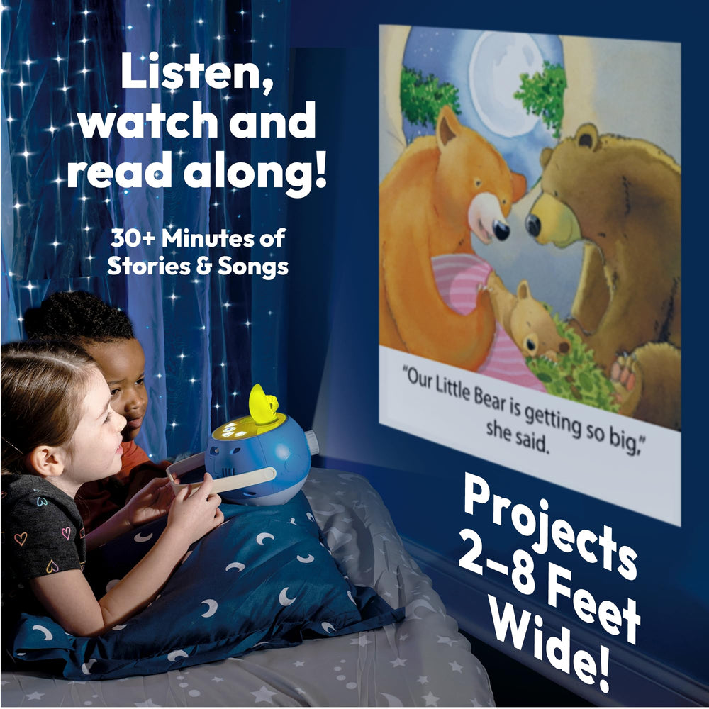 LUNA STORYTIME soft glow night projection creates starry ceilings for bedtime