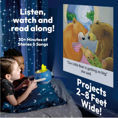 LUNA STORYTIME soft glow night projection creates starry ceilings for bedtime