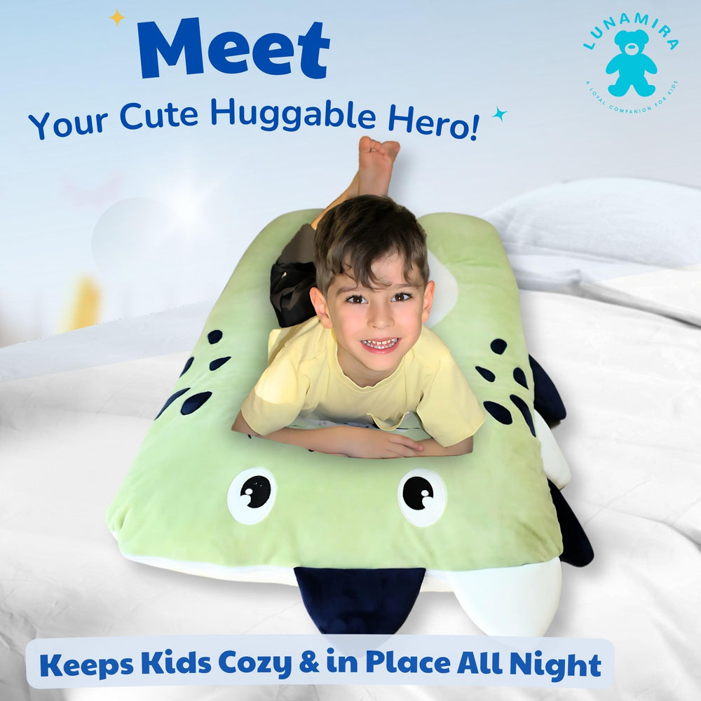 LUNAMIRA Dino pillow with removable cover for easy care