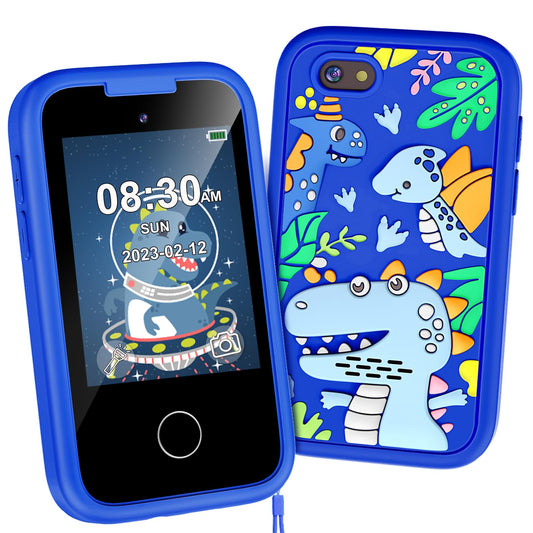 Luoba Kids Phone blue front view with kid-friendly 2.8-inch touchscreen
