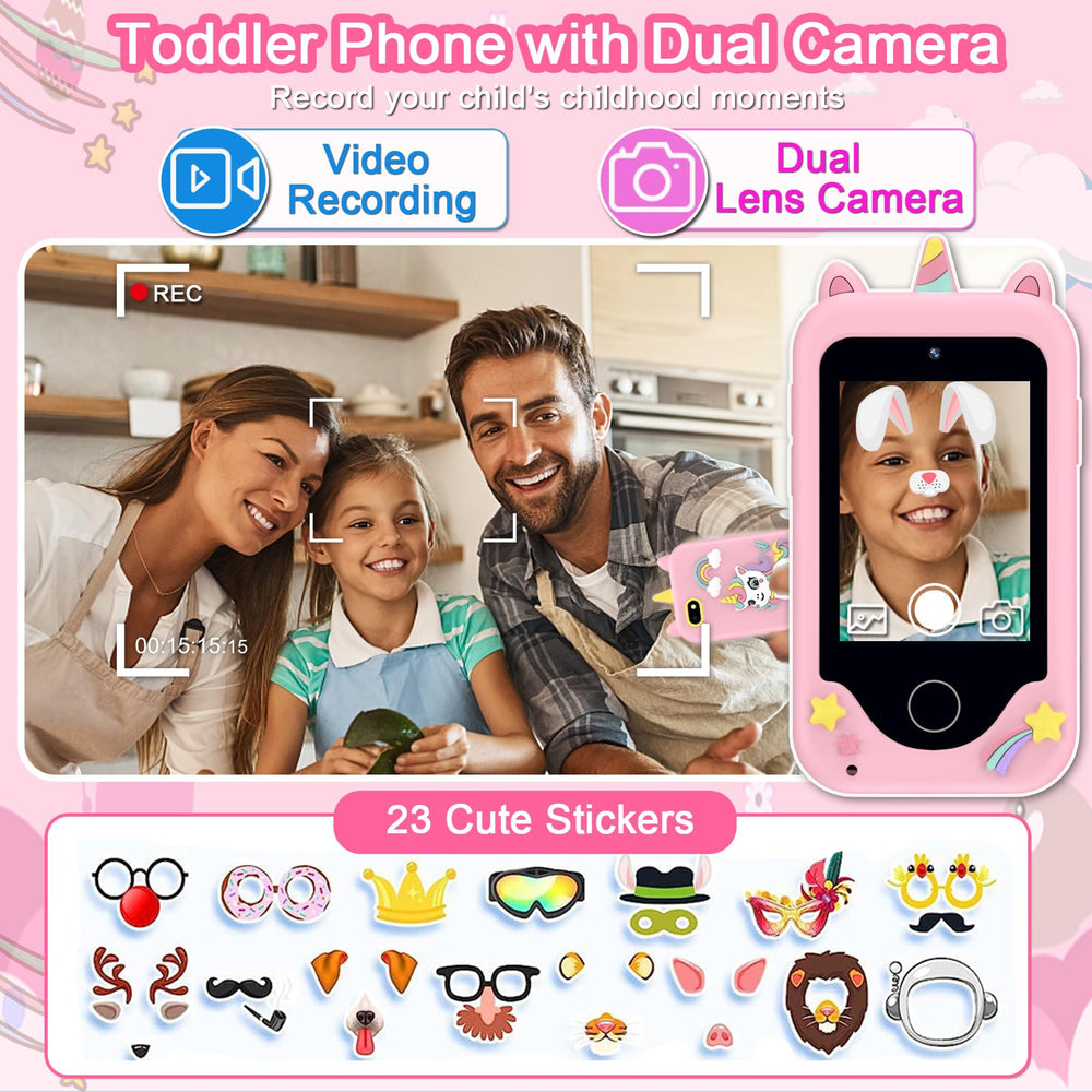Luoba Kids Phone kid-using image shows easy touch controls for independent play.