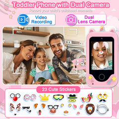 Luoba Kids Phone kid-using image shows easy touch controls for independent play.