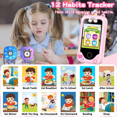 Luoba kids phone pink with 23 stickers for personalized photos