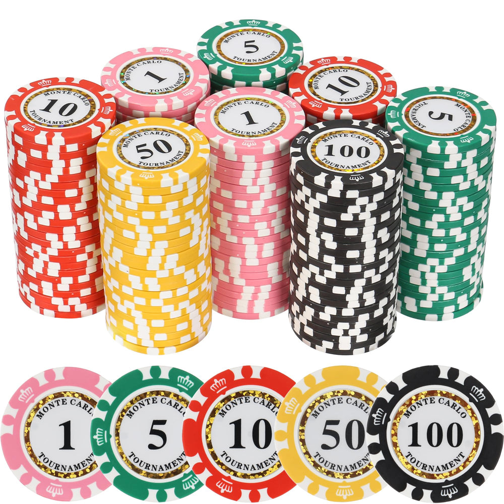 LUOBAO clay poker chips 200pc set for home games and tournaments.