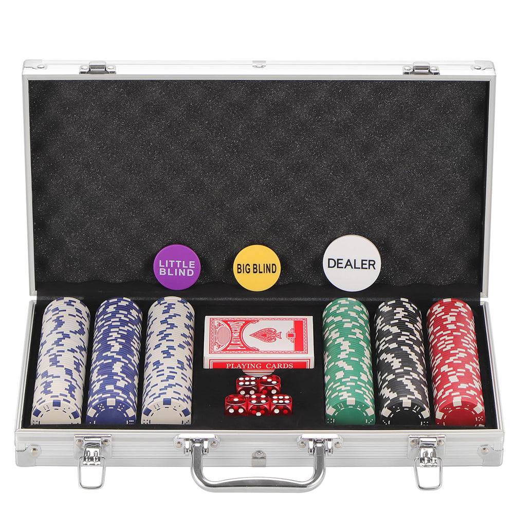 LUOBAO 300-piece poker chips display with color mix for Hold'em and tournaments