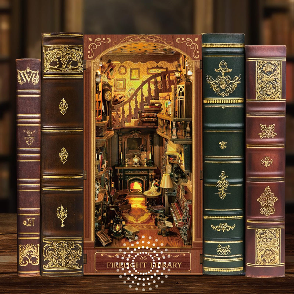 Luuwik Firelight Library Nook features pre-cut parts for simple, satisfying assembly.