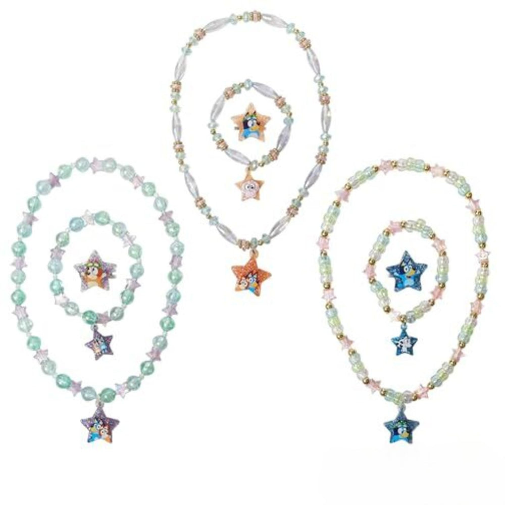 LUV HER Bluey Girls Jewelry Set necklace beads close-up, safe and colorful