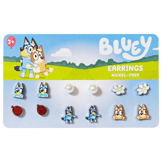 LUV HER Bluey hypo-stud earrings for kids, comfortable daily wear for sensitive ears.