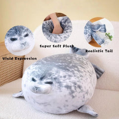 LUXSIT seal pillow side view, large plush for naps and relaxing