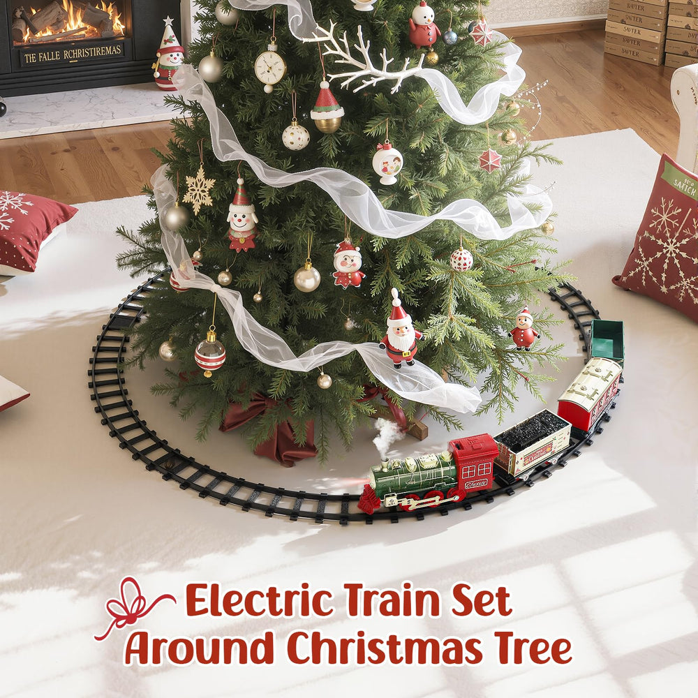 Luxspire track pieces connect securely for versatile layouts around the tree.