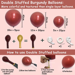 LUXURparty Burgundy double-stuffed 18in balloons create dramatic focal points.