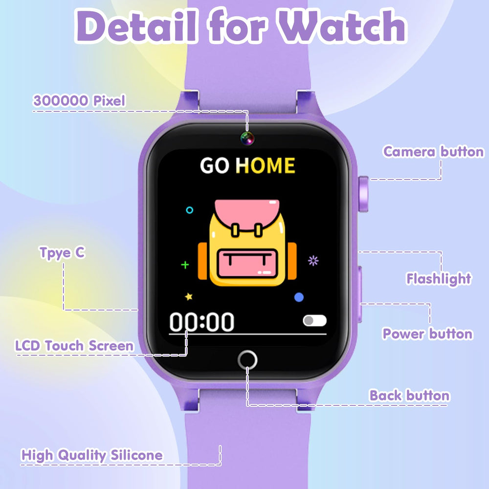 Luyiilo Kids Games Watch educational-functions purple with 26 games and learning tools.
