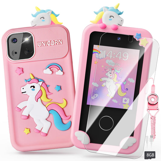 Luyiilo kids smart phone unicorn screen for immersive touchscreen play and learning.