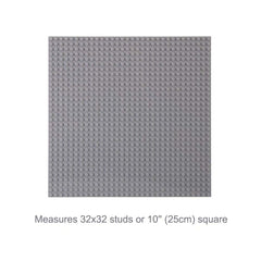 LVHERO 10x10 gray baseplate provides sturdy support for large brick builds