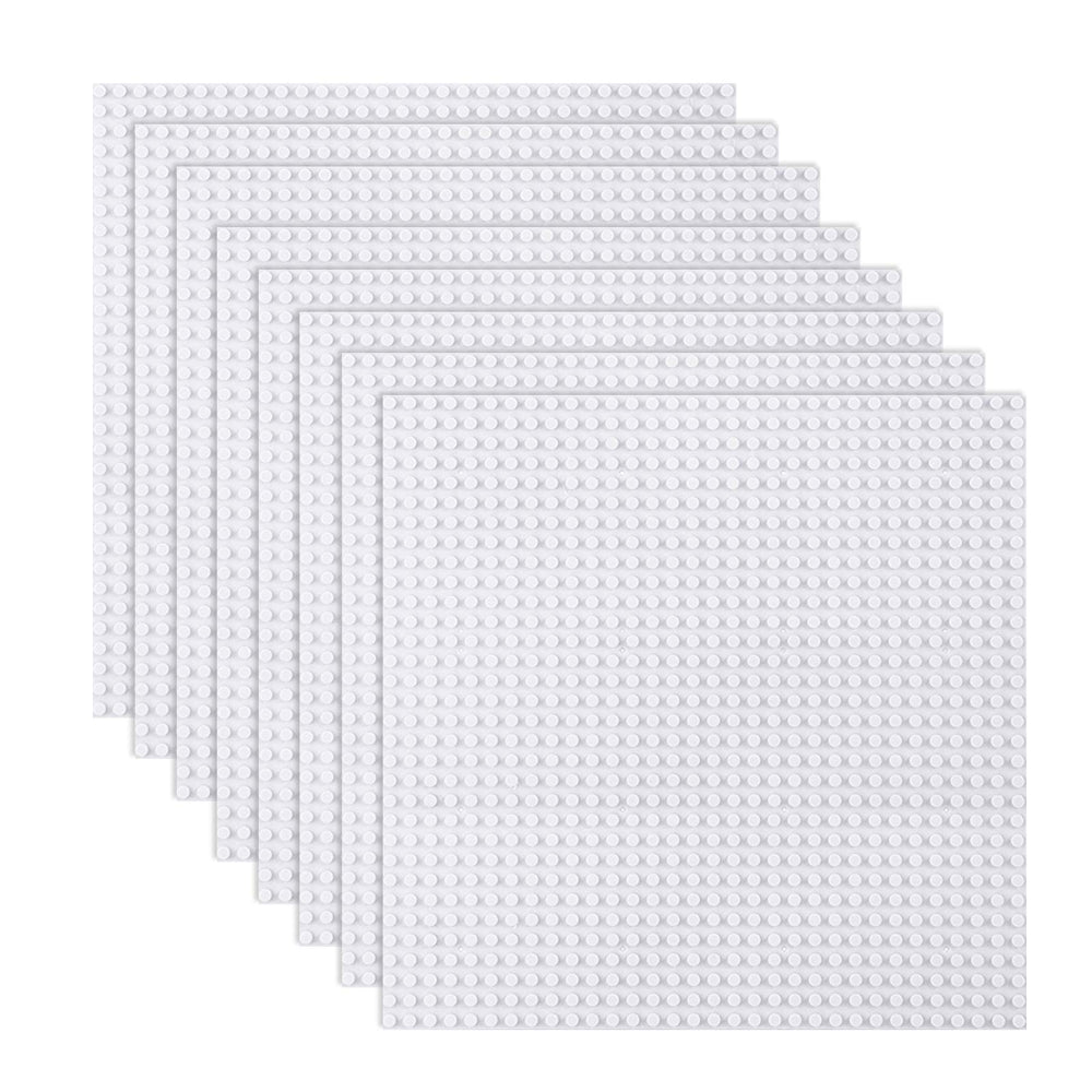 LVHERO Classic baseplates 10x10 white; pack of 8, compatible with major brands.