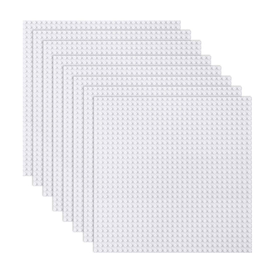 LVHERO Classic baseplates 10x10 white; pack of 8, compatible with major brands.