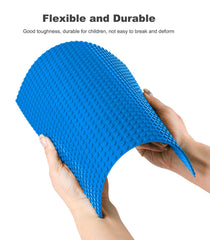 Children build with LVHERO blue baseplates for imaginative play.
