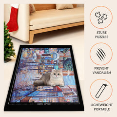 Lwoeo puzzle mat with six sorter trays for organized piece sorting during a challenge