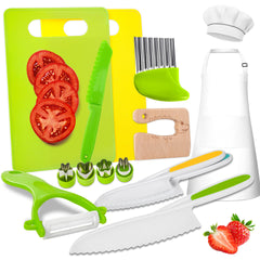 LWWTBS kids knife set real cooking knife for pretend play and safe learning.